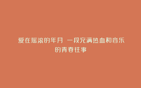 《爱在摇滚的年月》:一段充满热血和音乐的青春往事