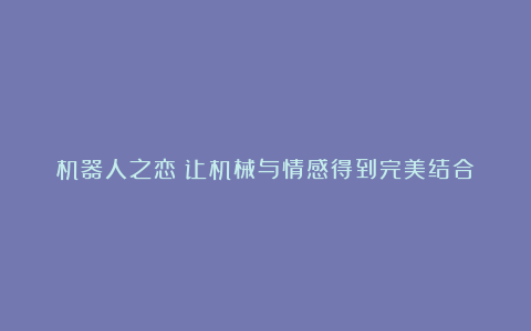 机器人之恋：让机械与情感得到完美结合