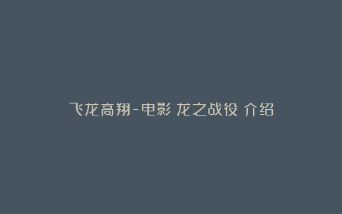 飞龙高翔-电影《龙之战役》介绍