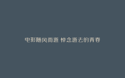 电影随风而逝:悼念逝去的青春