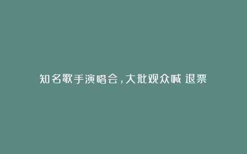 知名歌手演唱会，大批观众喊：退票！