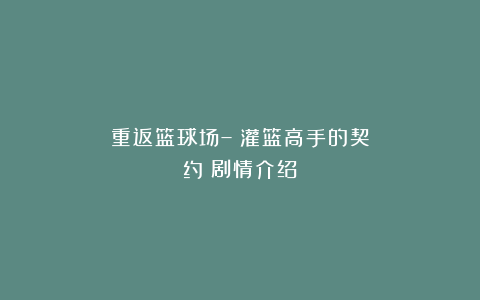 重返篮球场–《灌篮高手的契约》剧情介绍