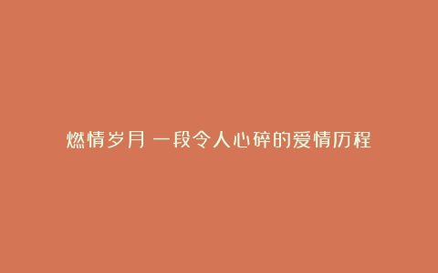 燃情岁月：一段令人心碎的爱情历程