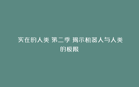 《实在的人类》第二季：揭示机器人与人类的极限