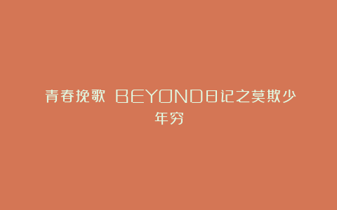 《青春挽歌》:BEYOND日记之莫欺少年穷