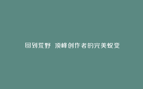 《回到荒野》:顶峰创作者的完美蜕变