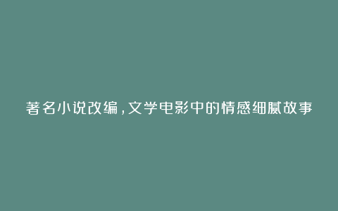 著名小说改编，文学电影中的情感细腻故事