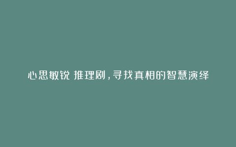 心思敏锐：推理剧，寻找真相的智慧演绎