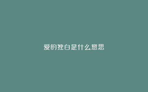 爱的独白是什么意思