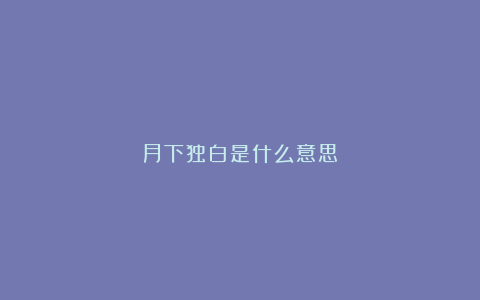 月下独白是什么意思