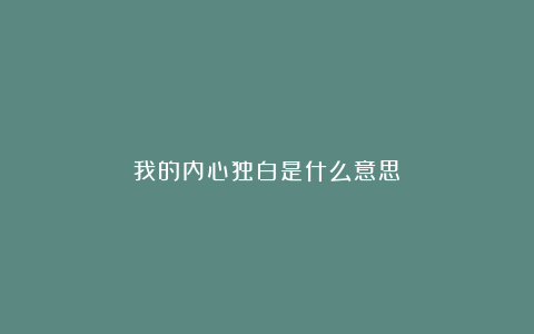 我的内心独白是什么意思