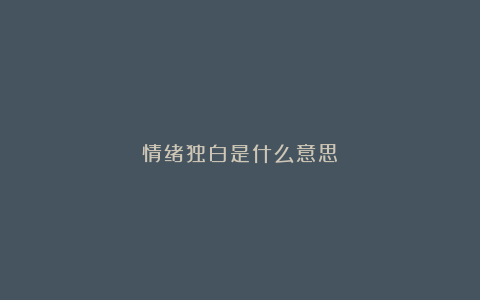 情绪独白是什么意思