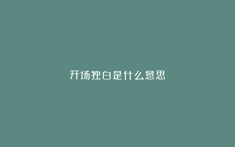 开场独白是什么意思