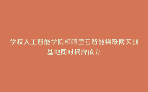 学校人工智能学院和阿里云智能物联网实训基地同时揭牌成立