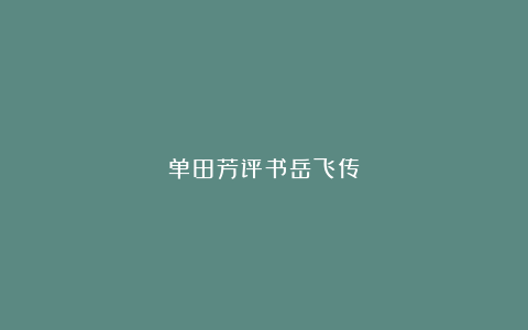 单田芳评书岳飞传