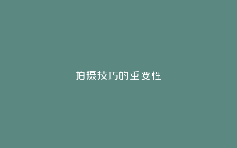 拍摄技巧的重要性