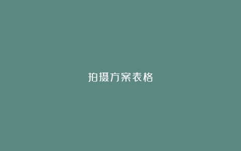 拍摄方案表格