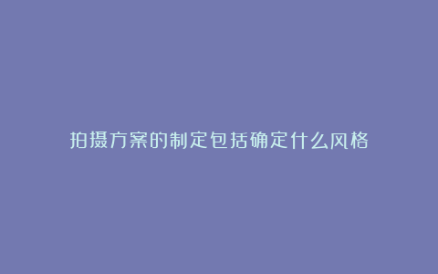 拍摄方案的制定包括确定什么风格
