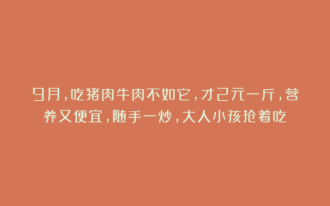 9月，吃猪肉牛肉不如它，才2元一斤，营养又便宜，随手一炒，大人小孩抢着吃！