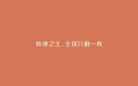 核弹之王,全球只剩一枚