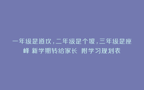 一年级是道坎,二年级是个坡,三年级是座峰!新学期转给家长!(附学习规划表)
