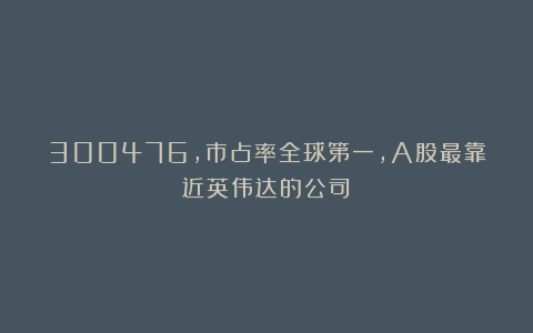 300476,市占率全球第一,A股最靠近英伟达的公司!