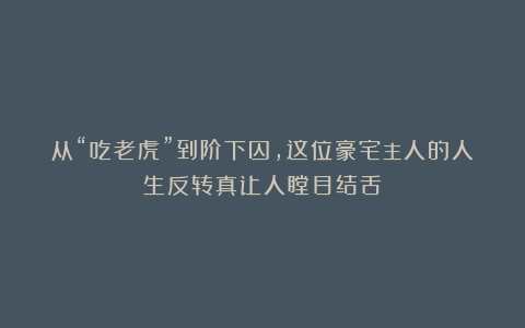 从“吃老虎”到阶下囚，这位豪宅主人的人生反转真让人瞠目结舌