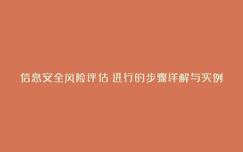 信息安全风险评估:进行的步骤详解与实例