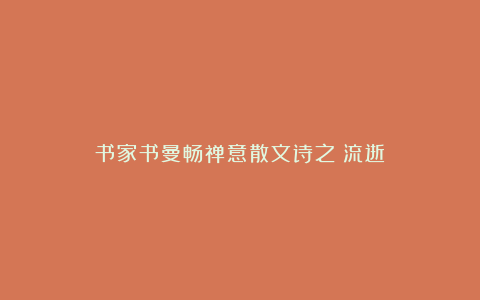 书家书曼畅禅意散文诗之《流逝》
