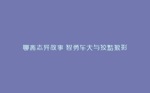 聊斋志异故事：智勇车夫与狡黠狼影