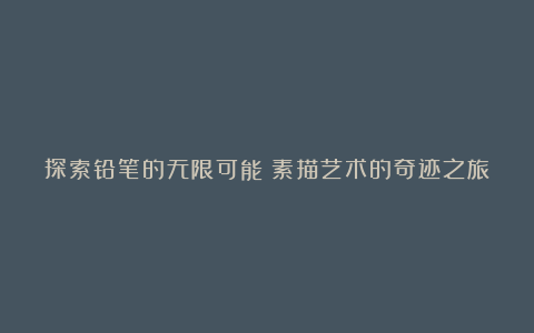 探索铅笔的无限可能:素描艺术的奇迹之旅