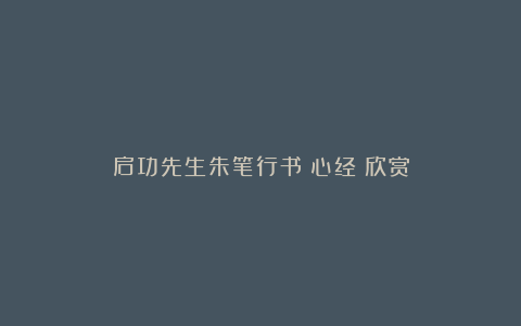 启功先生朱笔行书《心经》欣赏