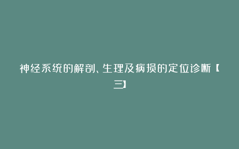 神经系统的解剖、生理及病损的定位诊断【三】