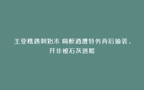 王亚樵遇刺始末:喝醉酒遭特务背后偷袭,并非被石灰迷眼!