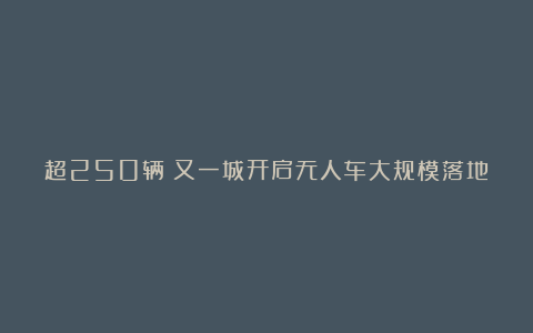 超250辆!又一城开启无人车大规模落地