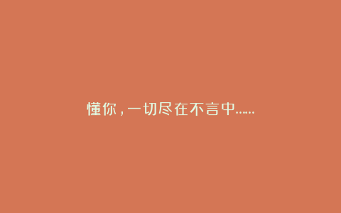 懂你,一切尽在不言中……