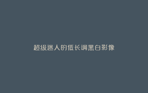 超级迷人的低长调黑白影像