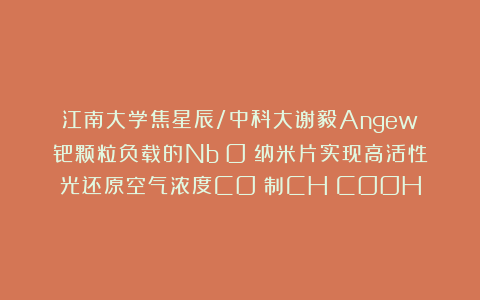 江南大学焦星辰/中科大谢毅Angew：钯颗粒负载的Nb₂O₅纳米片实现高活性光还原空气浓度CO₂制CH₃COOH
