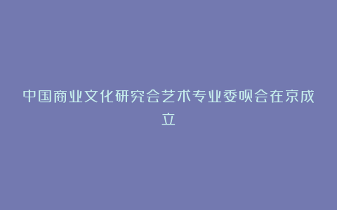 中国商业文化研究会艺术专业委员会在京成立