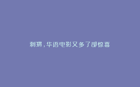 刺猬,华语电影又多了部惊喜!