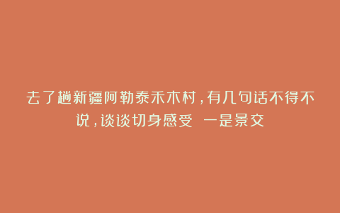 去了趟新疆阿勒泰禾木村，有几句话不得不说，谈谈切身感受 一是景交