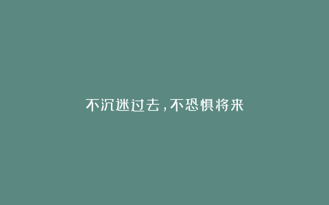 不沉迷过去,不恐惧将来