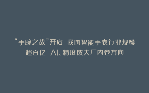 “手腕之战”开启 我国智能手表行业规模超百亿 AI、精度成大厂内卷方向
