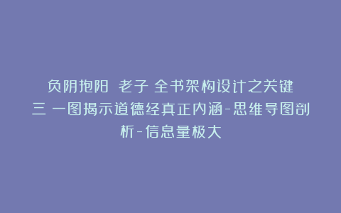 负阴抱阳:《老子》全书架构设计之关键(三)一图揭示道德经真正内涵-思维导图剖析-信息量极大