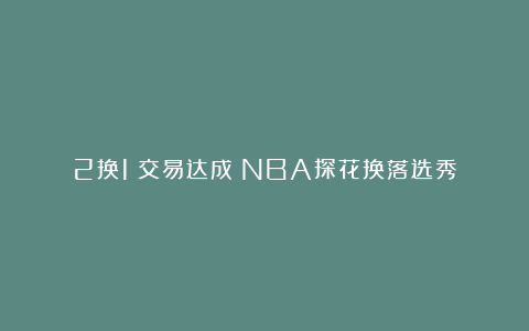 2换1!交易达成!NBA探花换落选秀