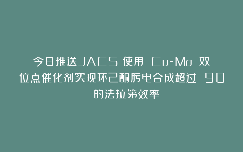 今日推送JACS:使用 Cu-Mo 双位点催化剂实现环己酮肟电合成超过 90% 的法拉第效率