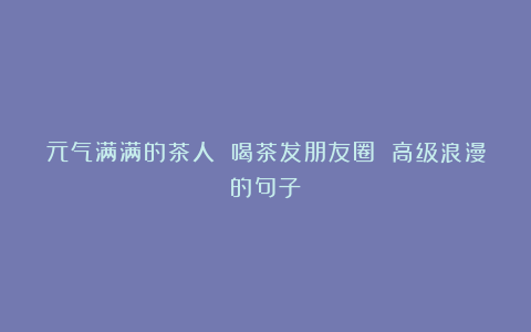 元气满满的茶人 喝茶发朋友圈 高级浪漫的句子