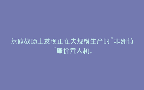 东欧战场上发现正在大规模生产的“非洲菊”廉价无人机。