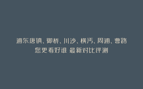 浦东唐镇、御桥、川沙、横沔、周浦、曹路您更看好谁?最新对比评测!