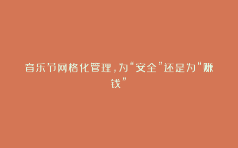音乐节网格化管理,为“安全”还是为“赚钱”?